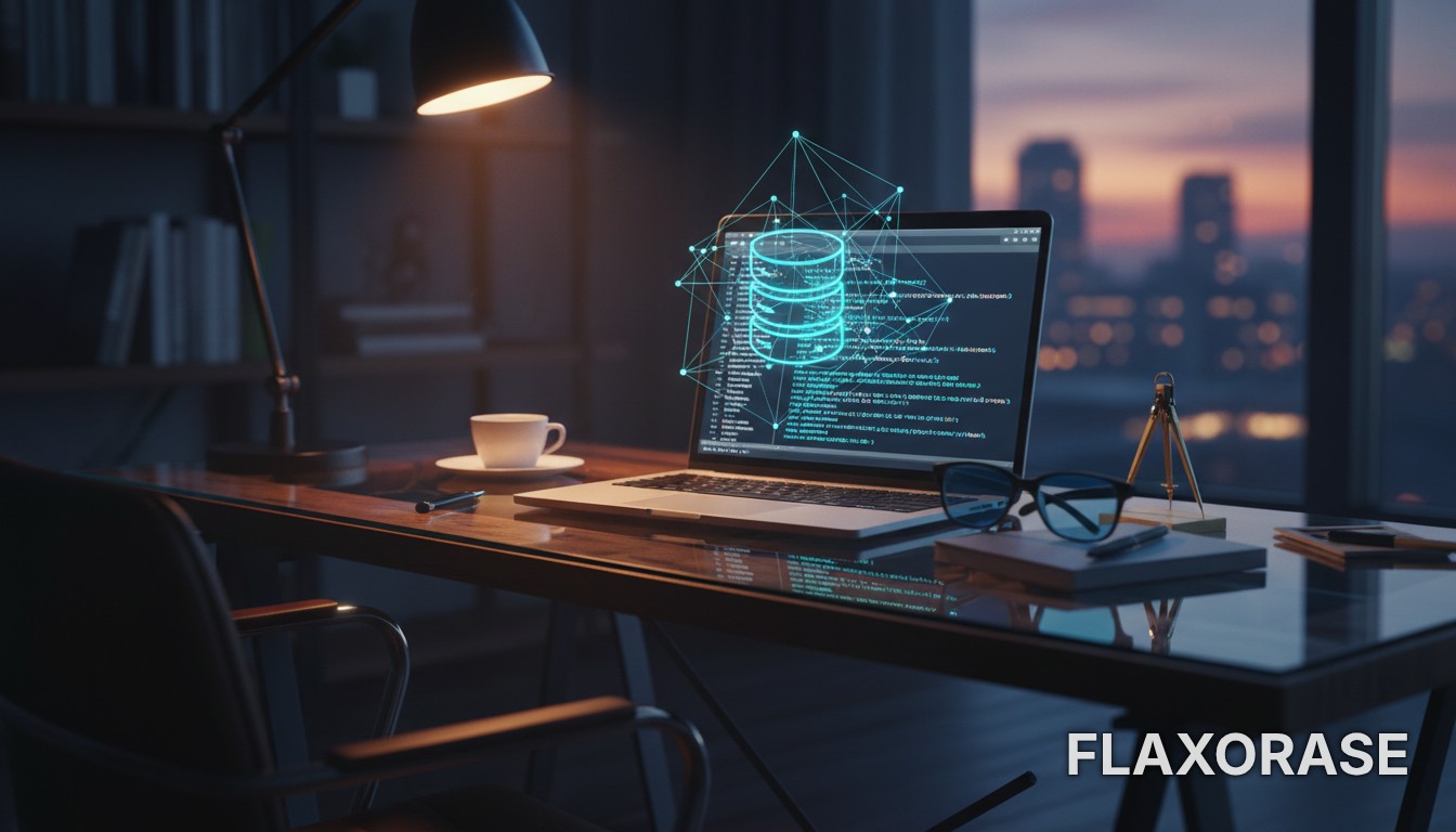Analista de dados iniciante digitando comandos SQL em um laptop com interface de banco de dados aberta